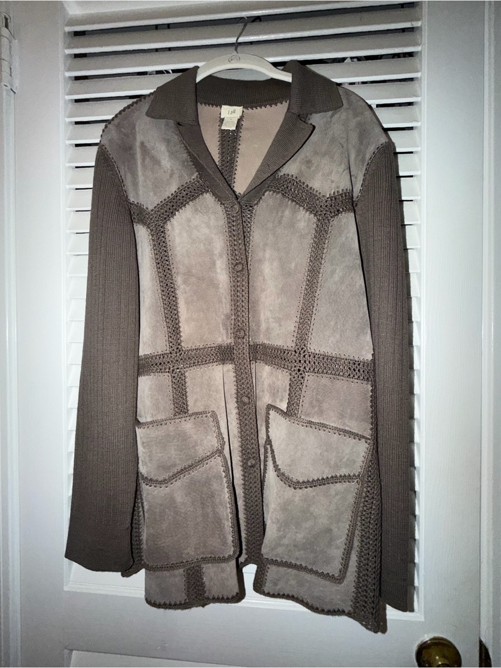 🍁 J. Jill Taupe Suede & Knit Patchwork Jacket 🍁